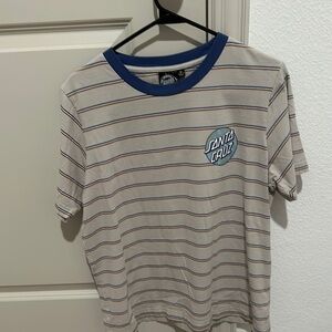 Y2K Santa Cruz Striped T-Shirt with Blue Accents